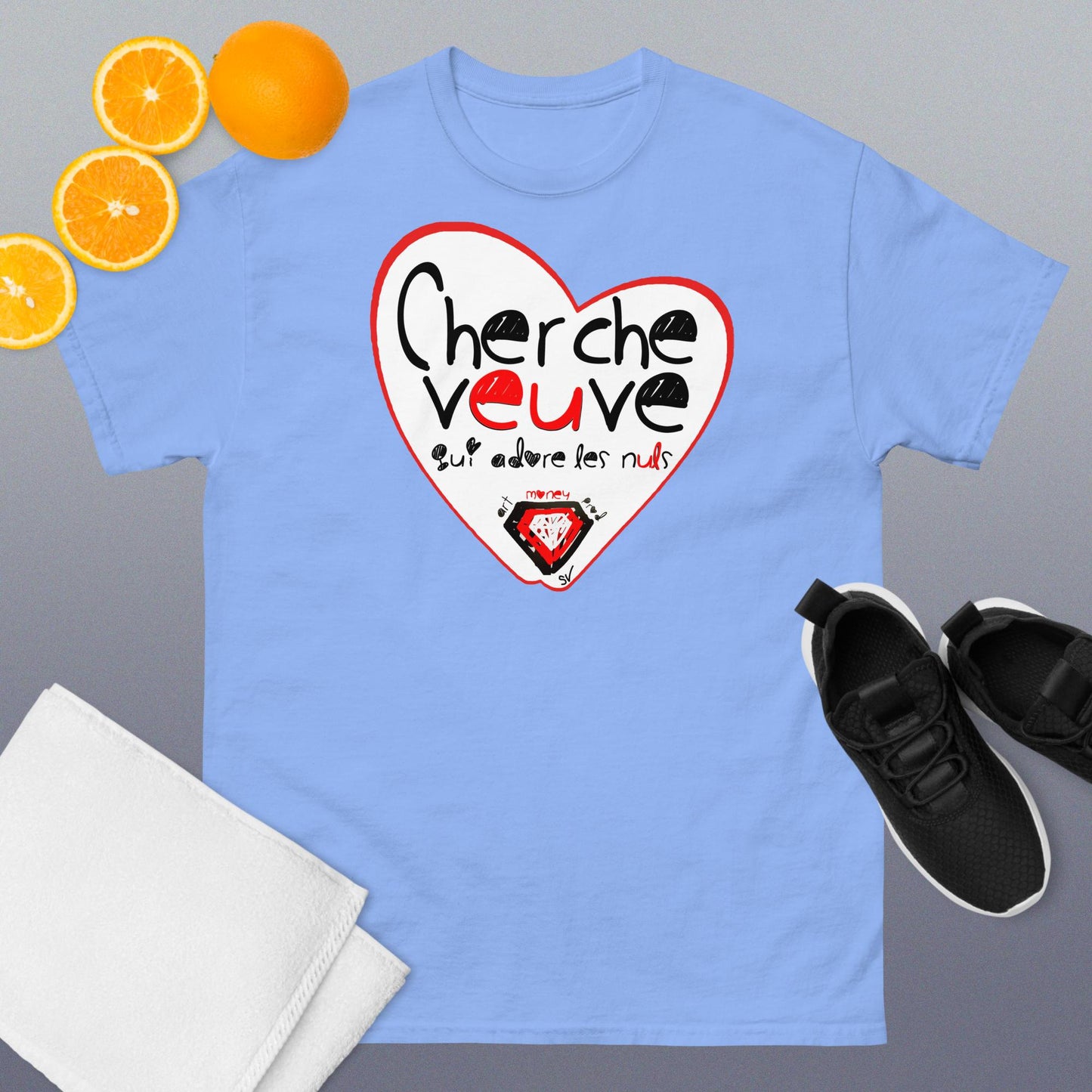 T-shirt classique unisexe - Cherche veuve qui adore les nuls