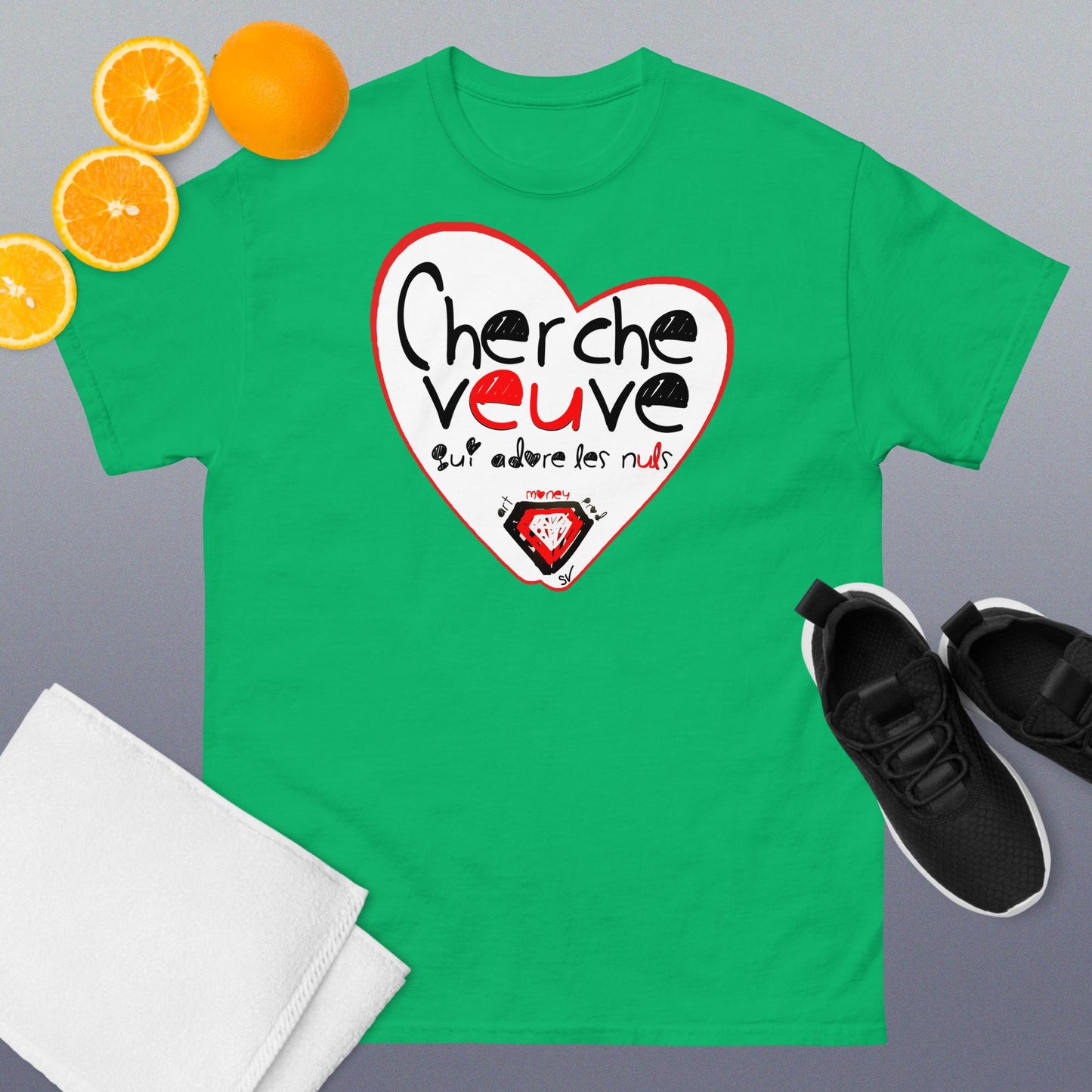 T-shirt classique unisexe - Cherche veuve qui adore les nuls