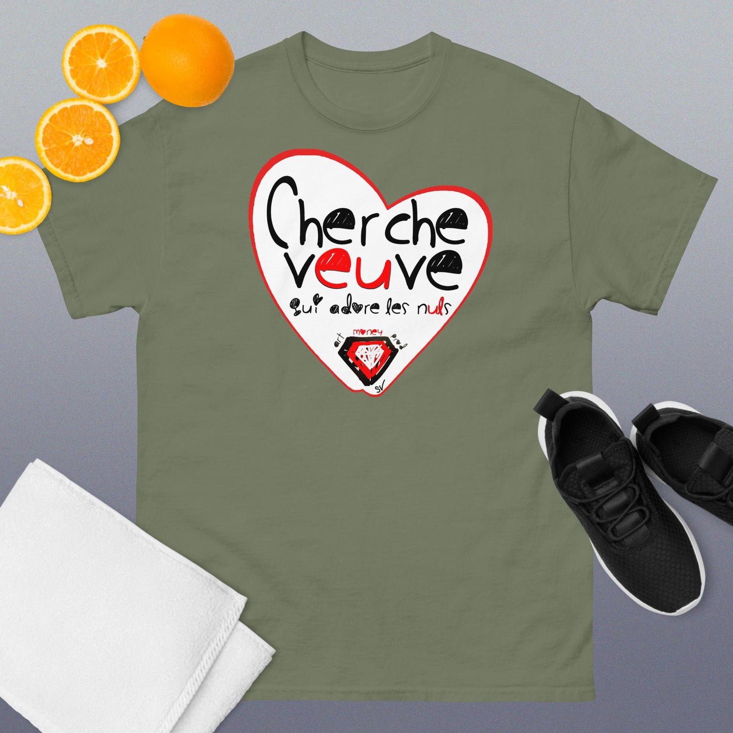 T-shirt classique unisexe - Cherche veuve qui adore les nuls