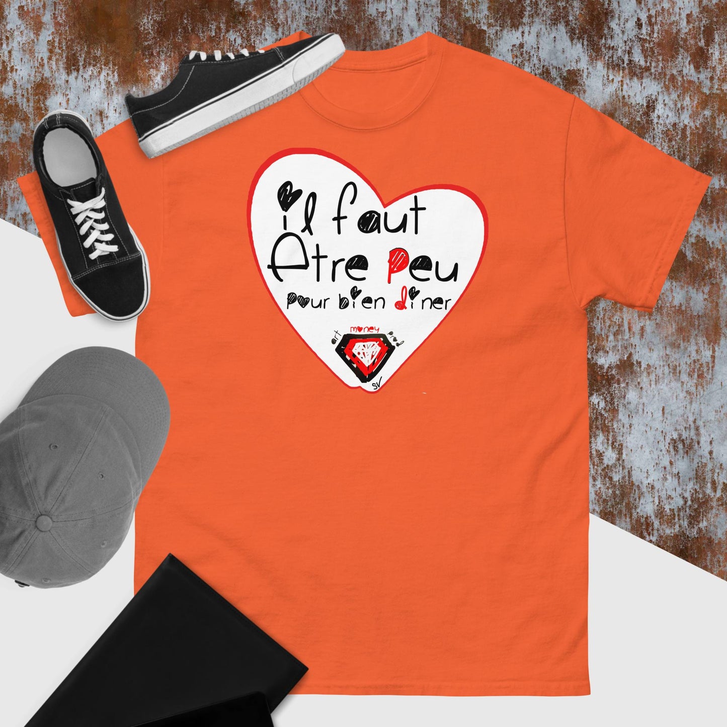 T-shirt classique unisexe - Il faut être peu pour bien diner