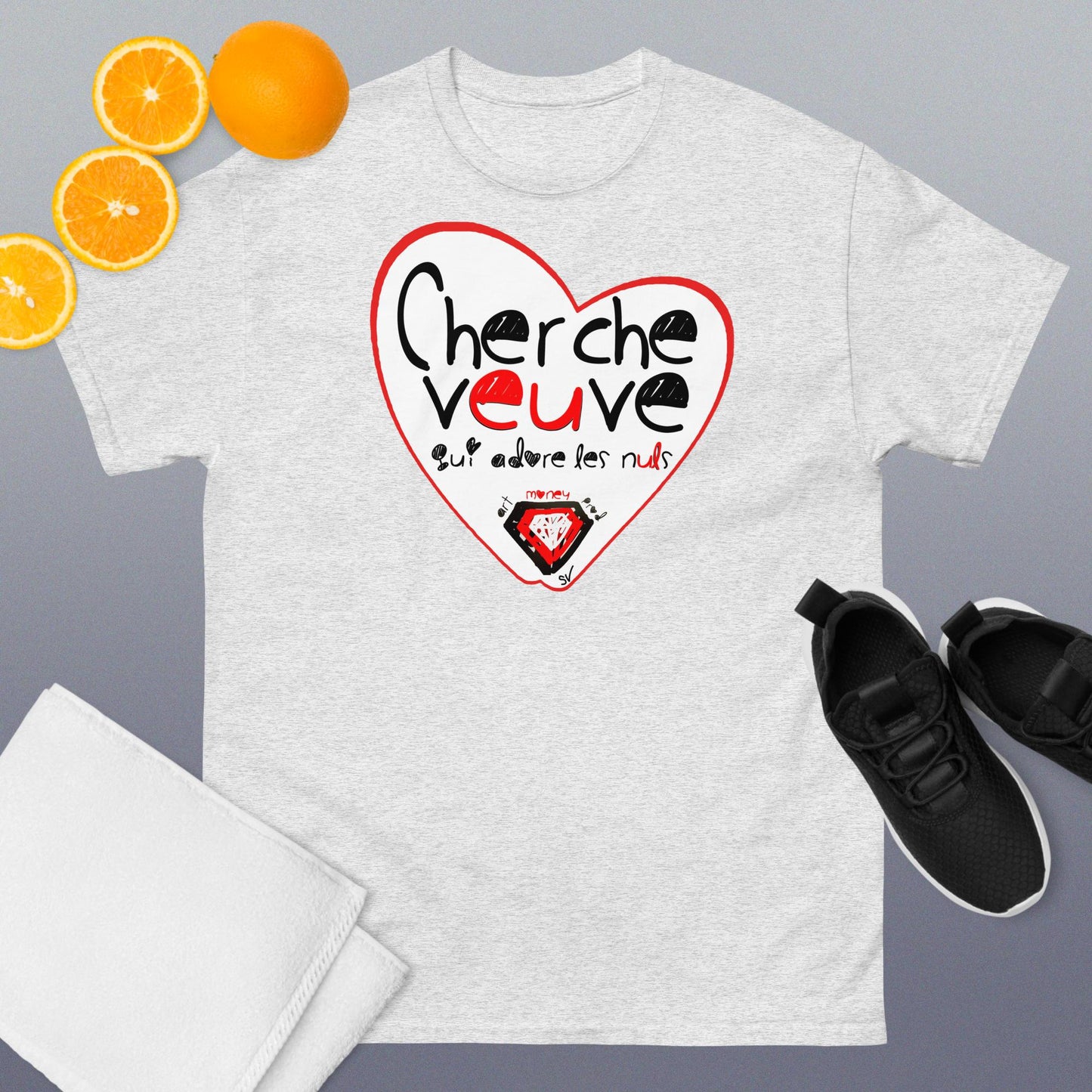 T-shirt classique unisexe - Cherche veuve qui adore les nuls