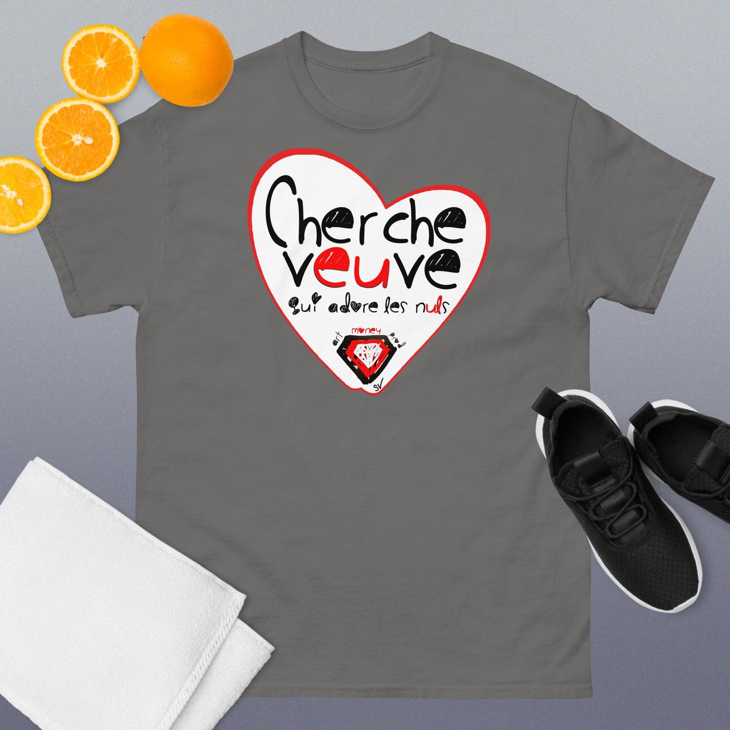 T-shirt classique unisexe - Cherche veuve qui adore les nuls