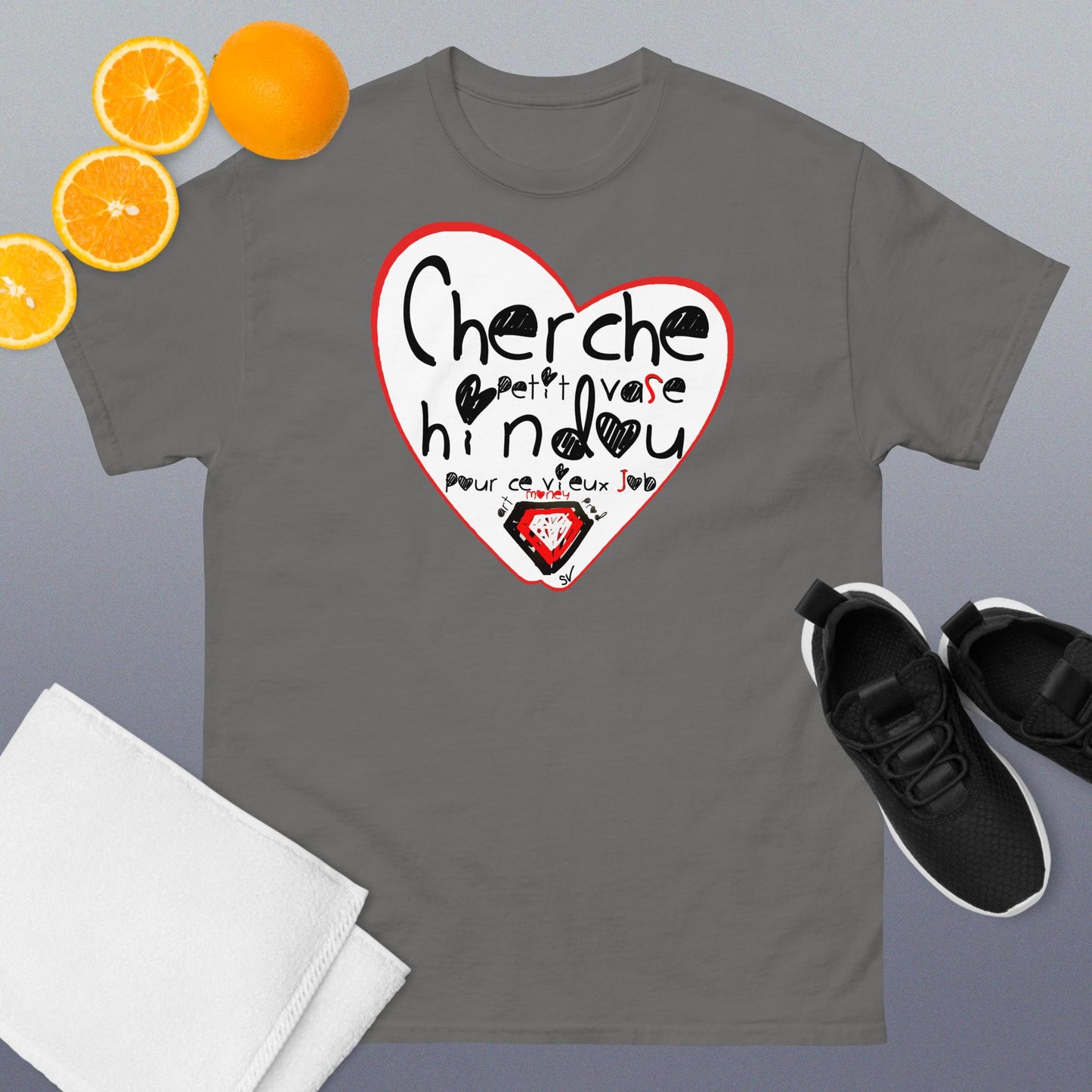 T-shirt classique unisexe - Cherche petit vase hindoux pour ce vieux job