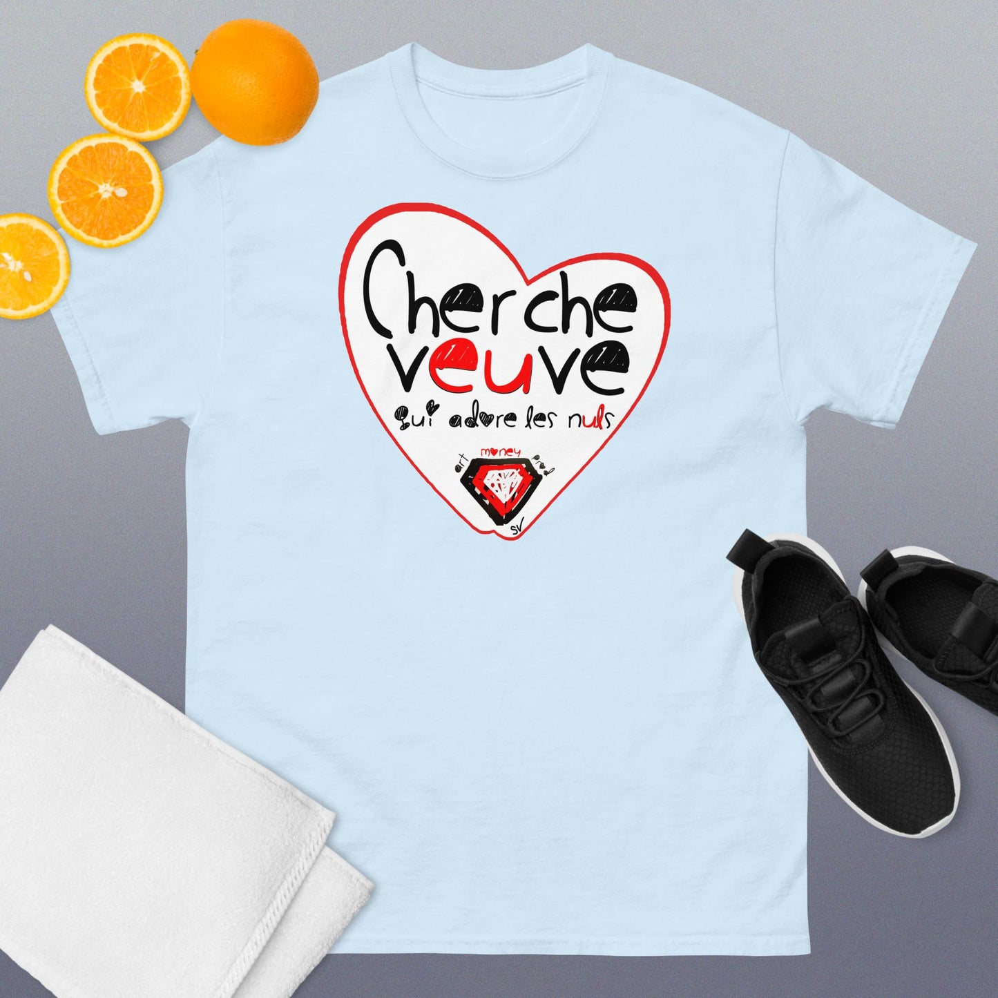 T-shirt classique unisexe - Cherche veuve qui adore les nuls