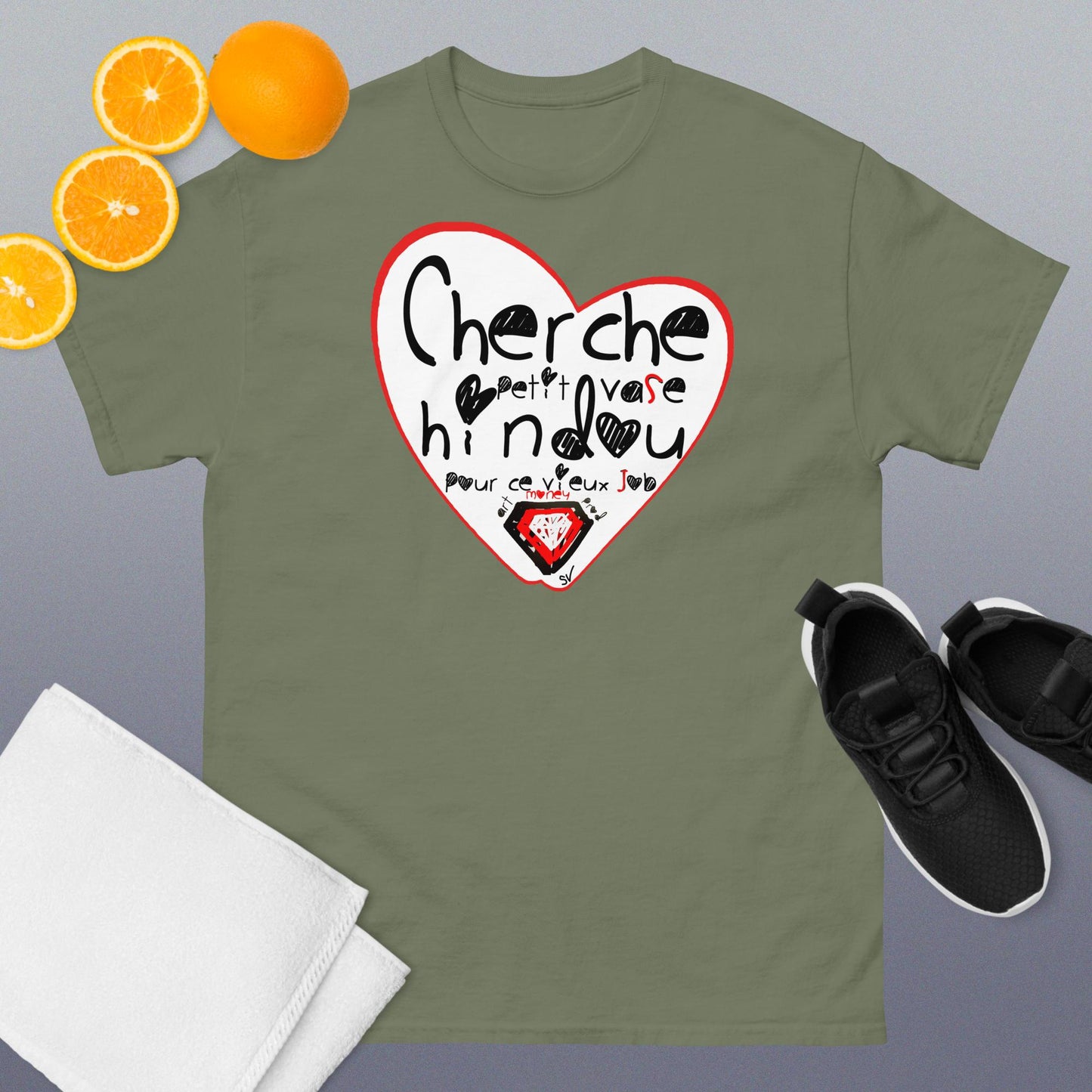 T-shirt classique unisexe - Cherche petit vase hindoux pour ce vieux job