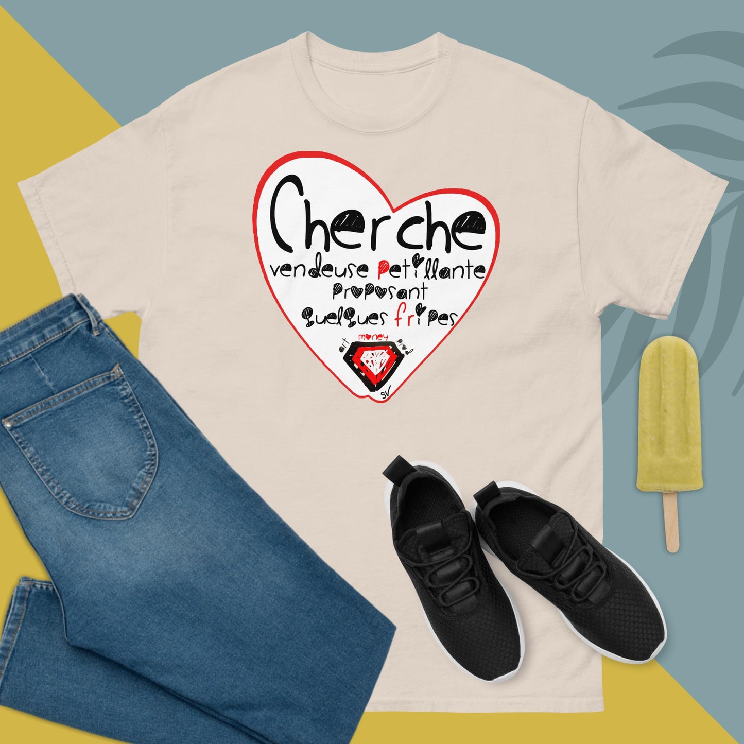 T-shirt classique unisexe - Cherche vendeuse petillante proposant quelques fripes