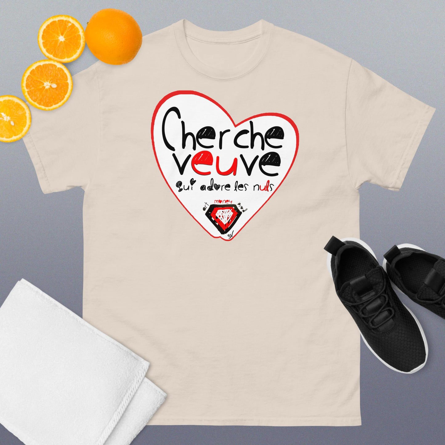 T-shirt classique unisexe - Cherche veuve qui adore les nuls