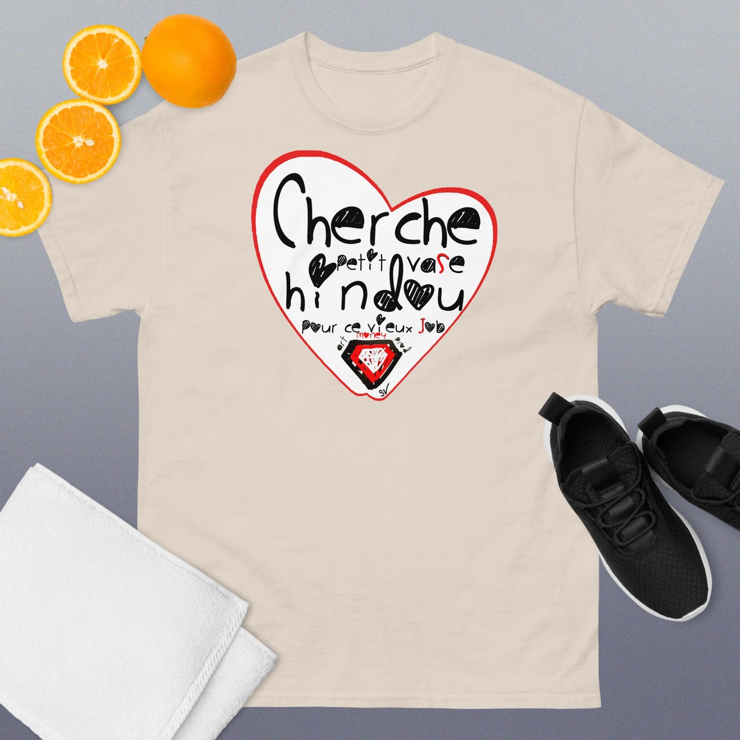 T-shirt classique unisexe - Cherche petit vase hindoux pour ce vieux job