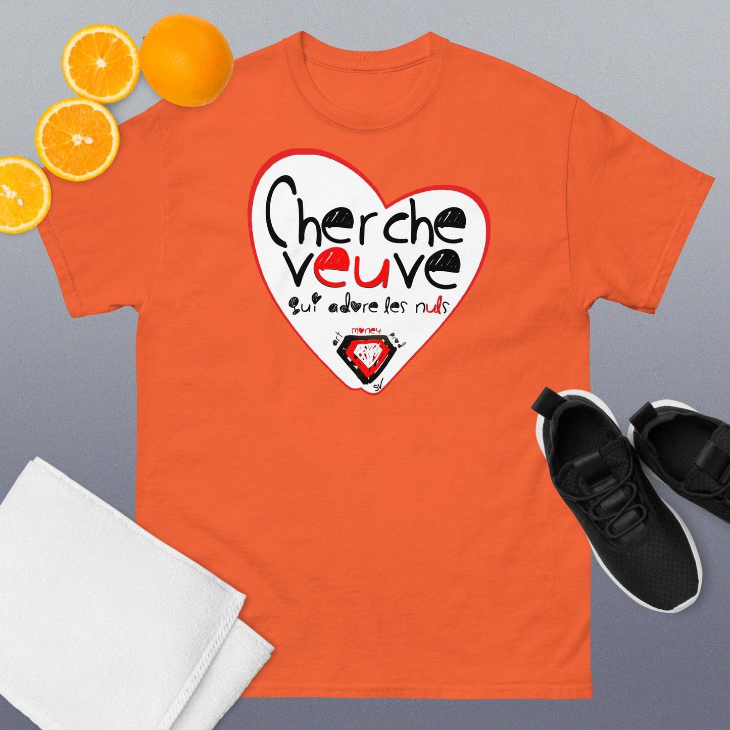 T-shirt classique unisexe - Cherche veuve qui adore les nuls