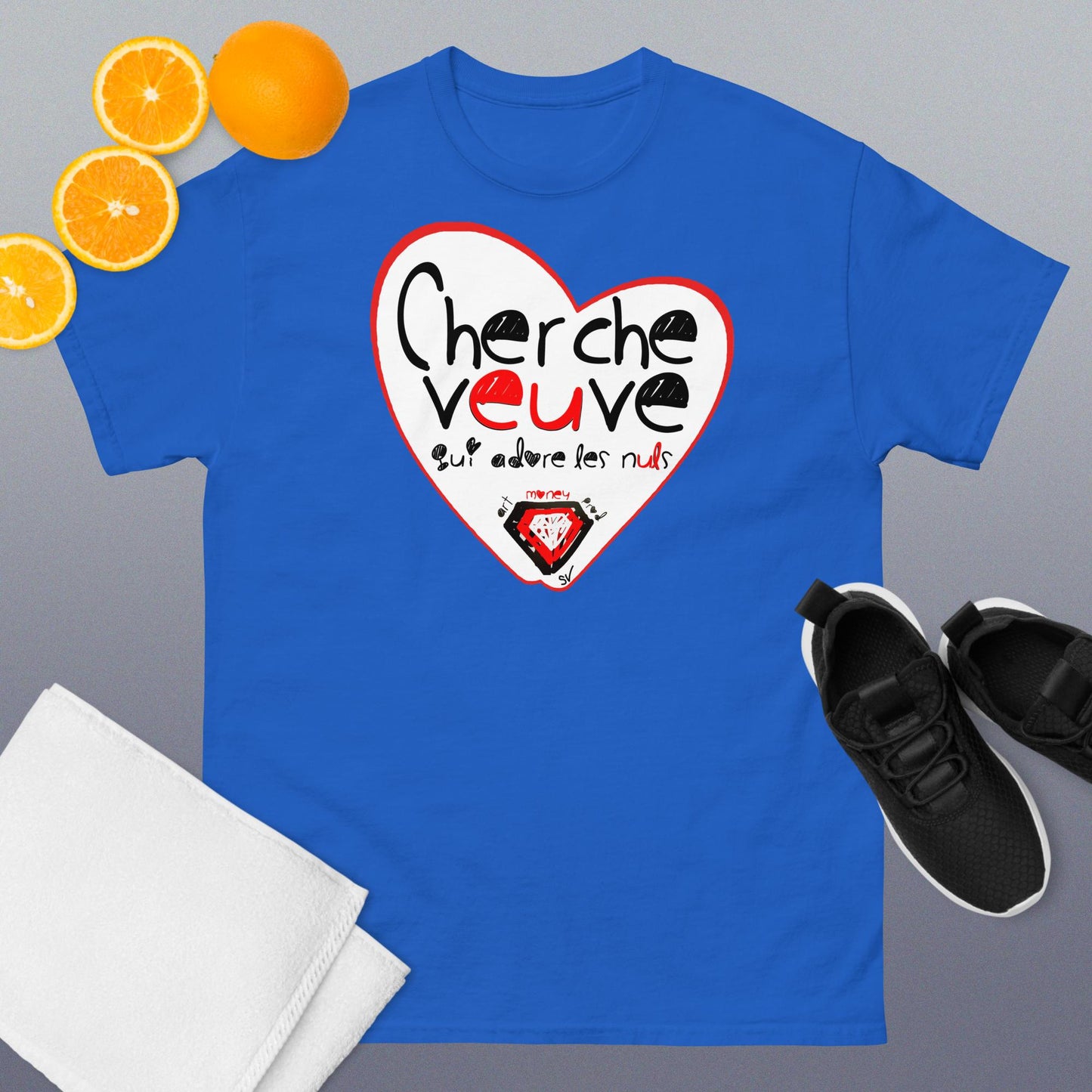 T-shirt classique unisexe - Cherche veuve qui adore les nuls