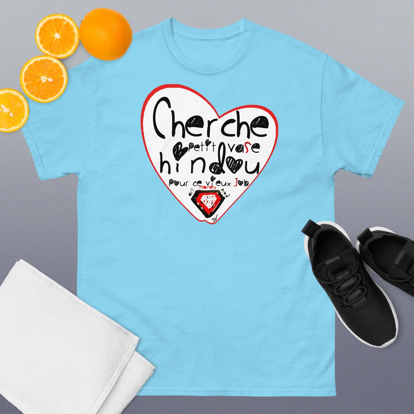 T-shirt classique unisexe - Cherche petit vase hindoux pour ce vieux job