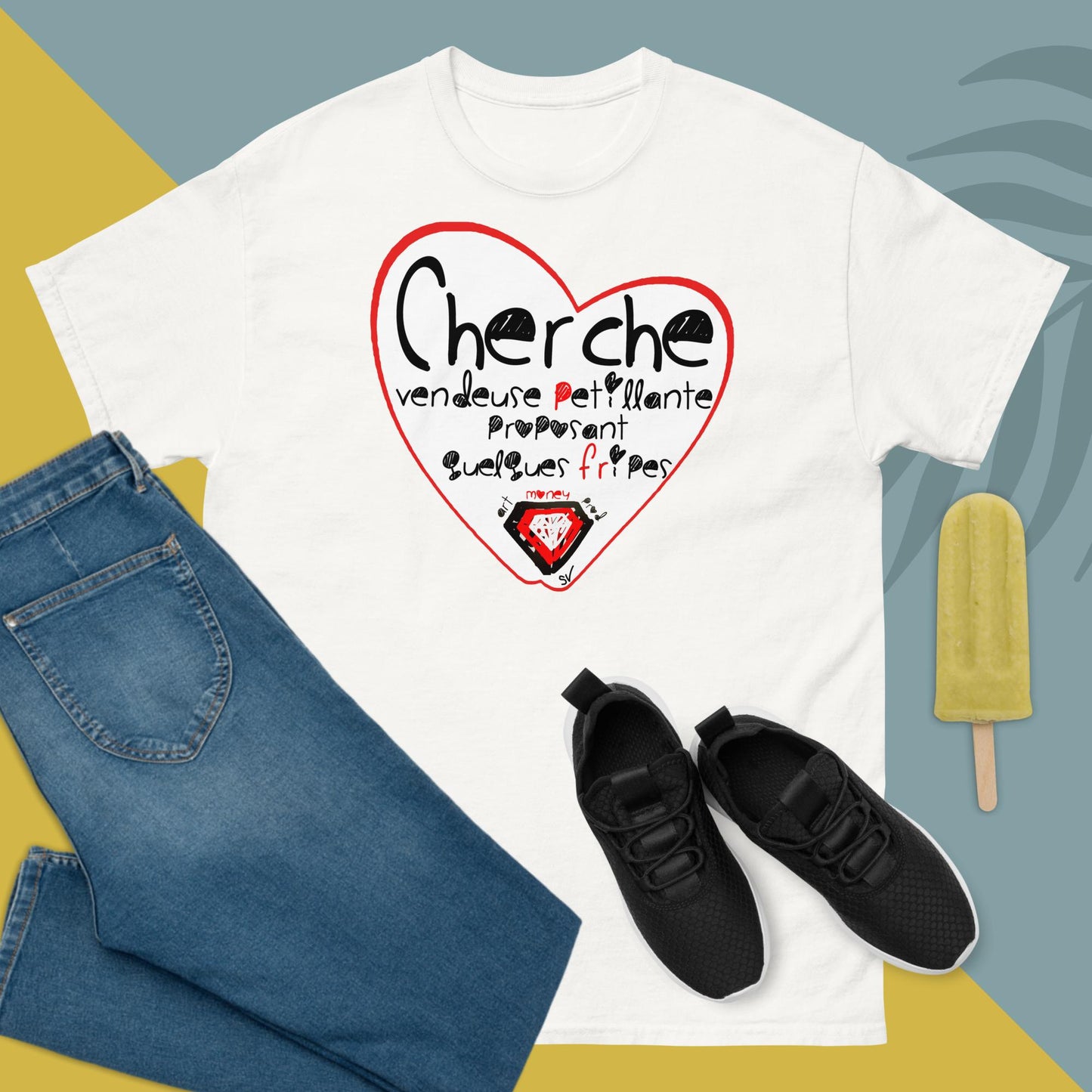 T-shirt classique unisexe - Cherche vendeuse petillante proposant quelques fripes