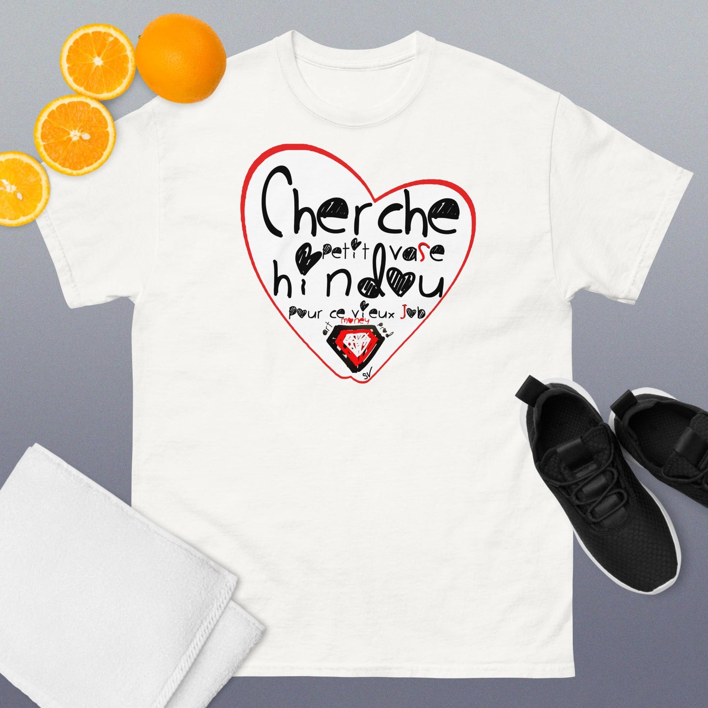 T-shirt classique unisexe - Cherche petit vase hindoux pour ce vieux job